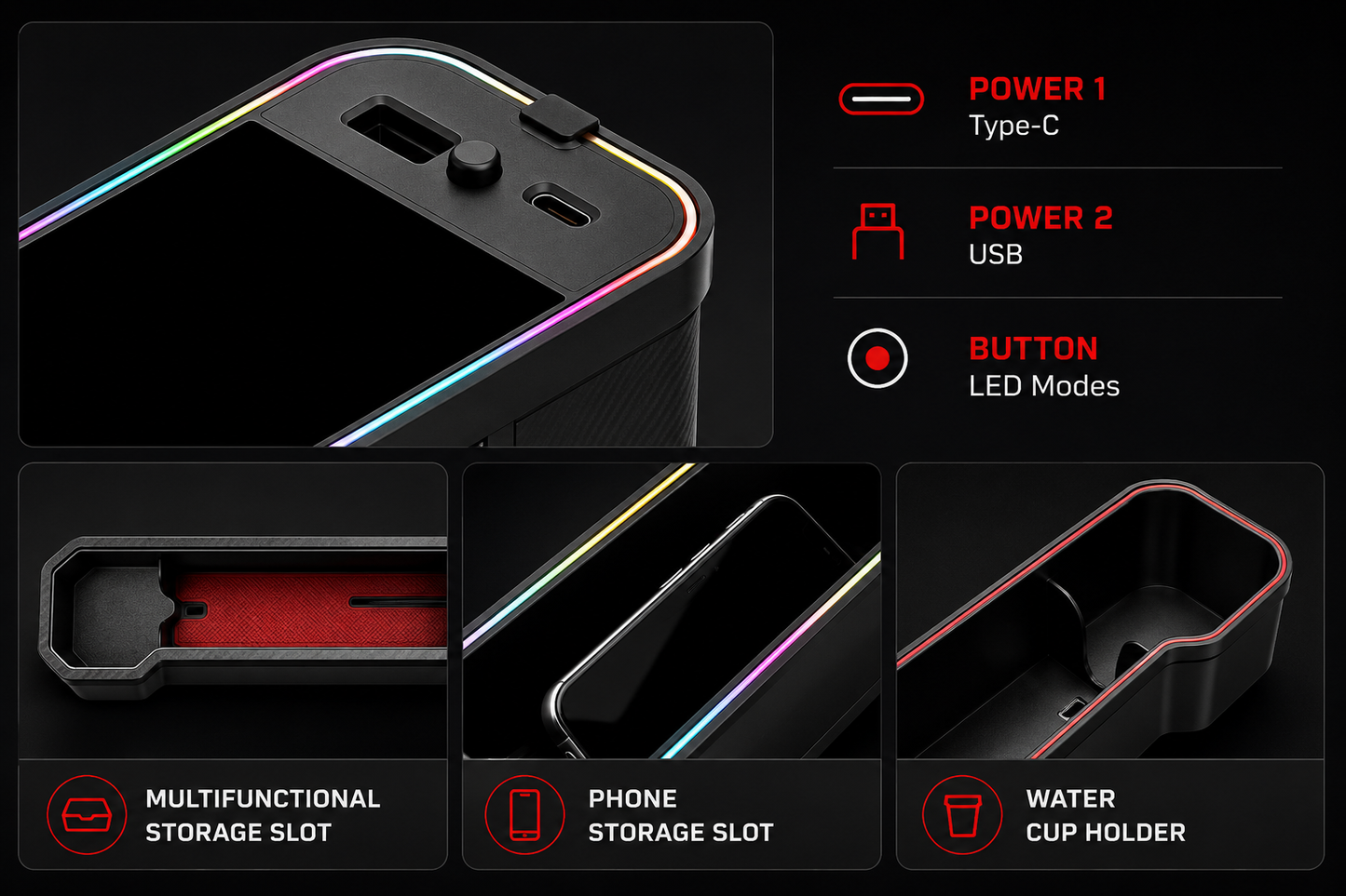 Console Organiseuse "Luna-Glow" — LED RGB Connectée